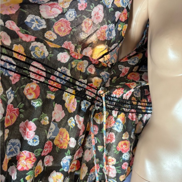 Vintage Flared Bell Sleeve Crop Wrap Top Boho Summer Size M Floral Beach 60s - Picture 9 of 11